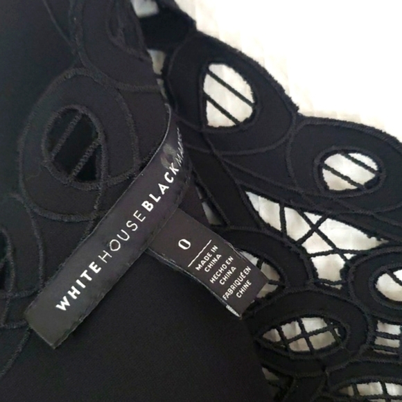 White Hause Black Market~Woman Size 0~Black Fit/Flare Lazer Cut Dress Pockets. - Picture 2 of 11